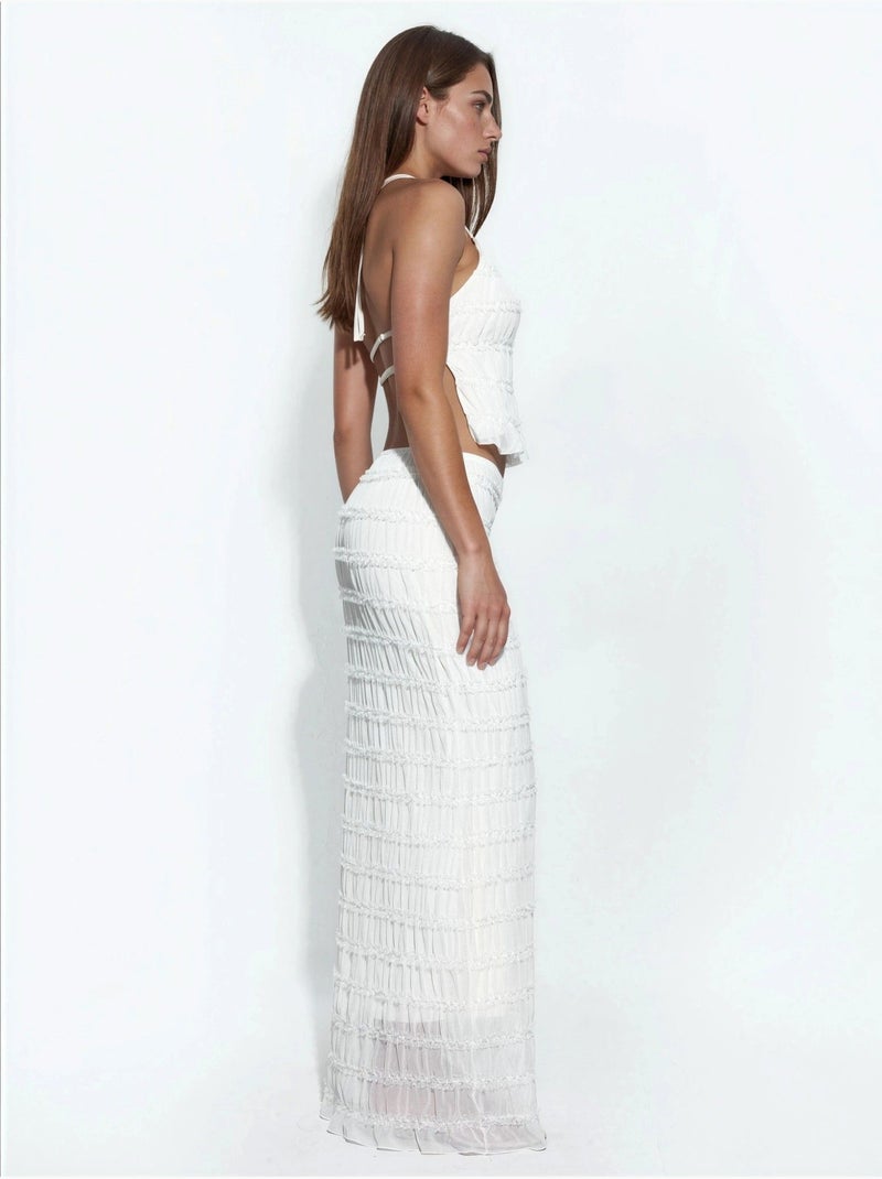 Maxirok van kant met lage taille hiccup Wit - Kiabi