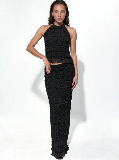 Maxirok van kant met lage taille hiccup - Kiabi