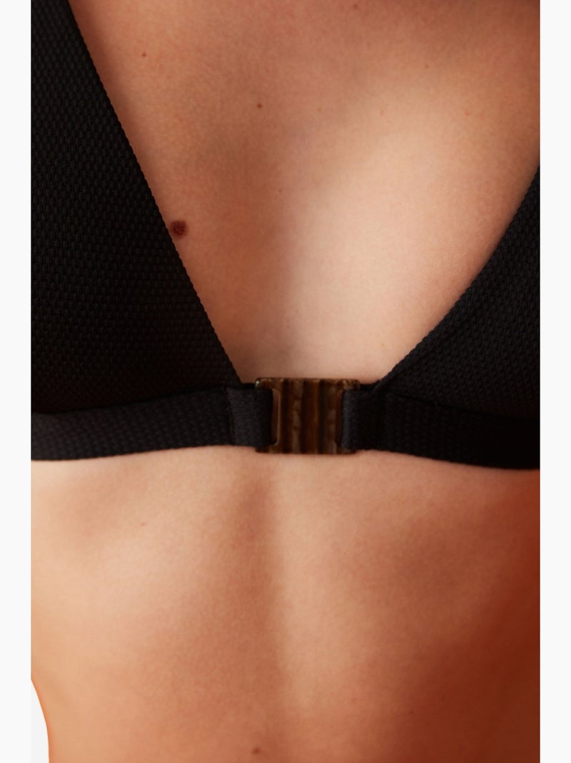 Maya bikini top met diepe v-hals en accessoiredetail penti Zwart - Kiabi