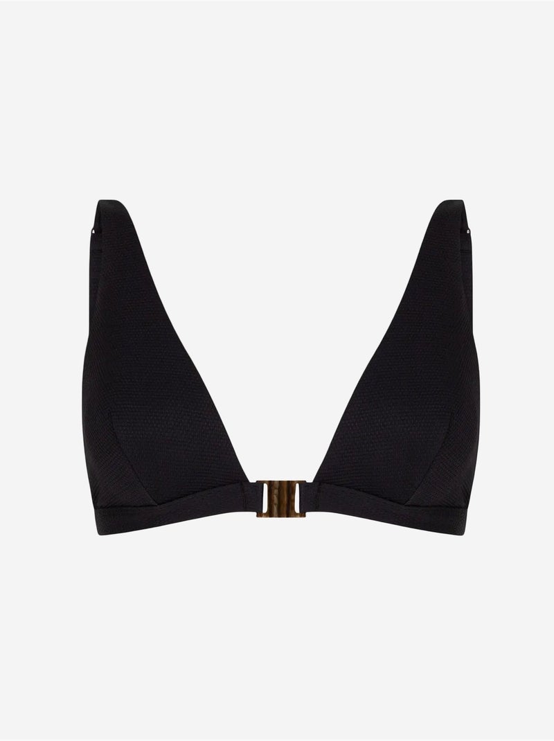 Maya bikini top met diepe v-hals en accessoiredetail penti Zwart - Kiabi