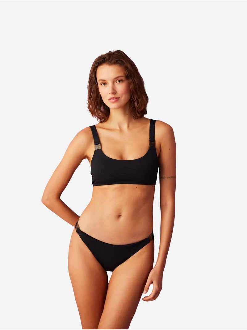Maya bikinitop met bandjes en accessoire-detail penti Zwart - Kiabi