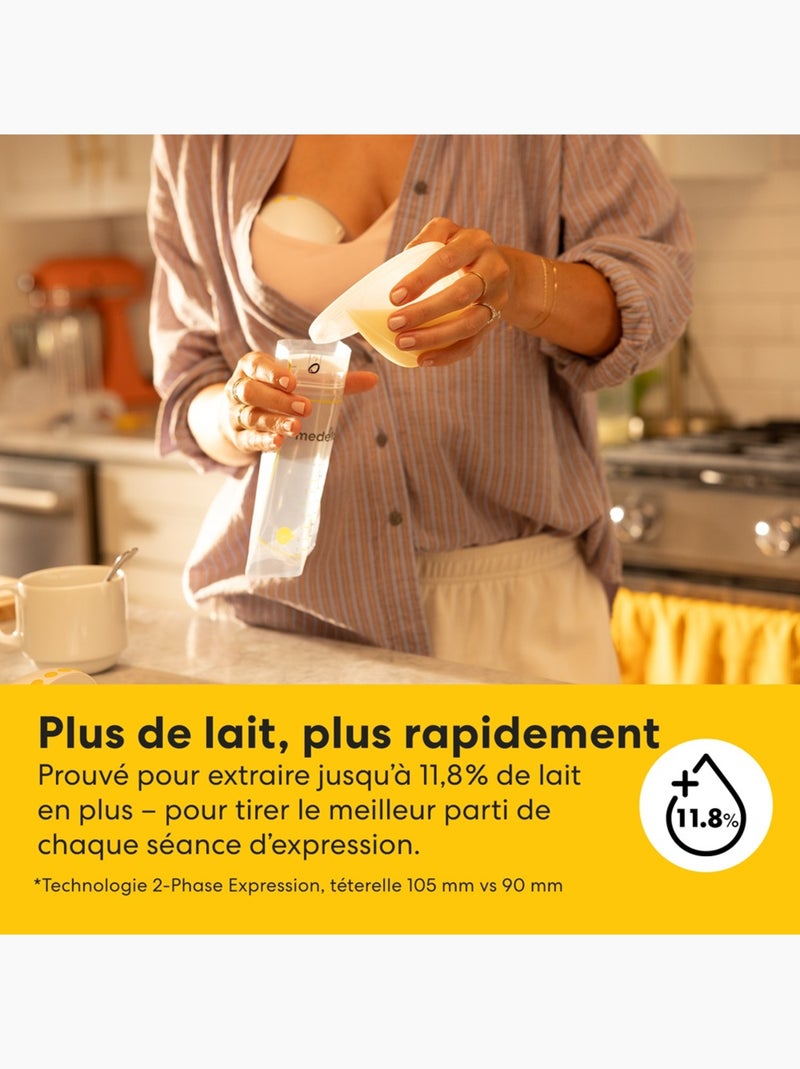 Medela motion inbra elektrische dubbele borstkolf – handsfree, 2-fasen-afkolving, 105°-borstschaal, Transparant - Kiabi