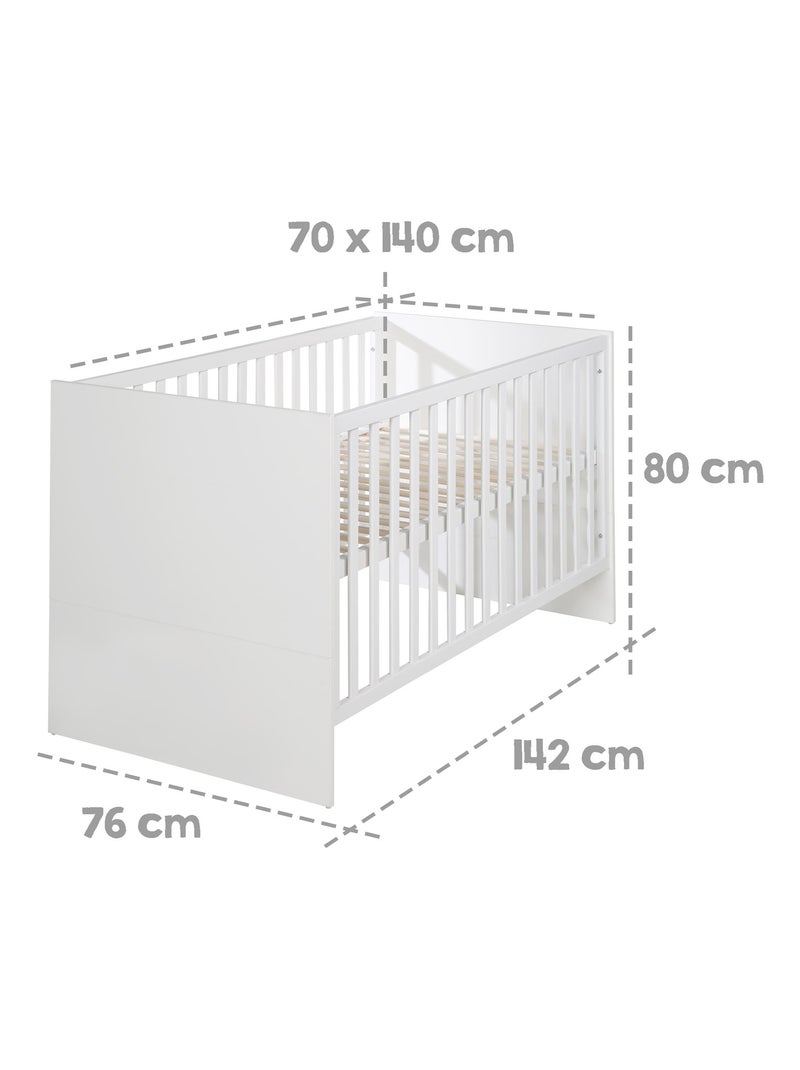 Meegroeibabybed 70 x 140 cm, ombouwbaar tot kinderbed 'maren' roba Wit - Kiabi