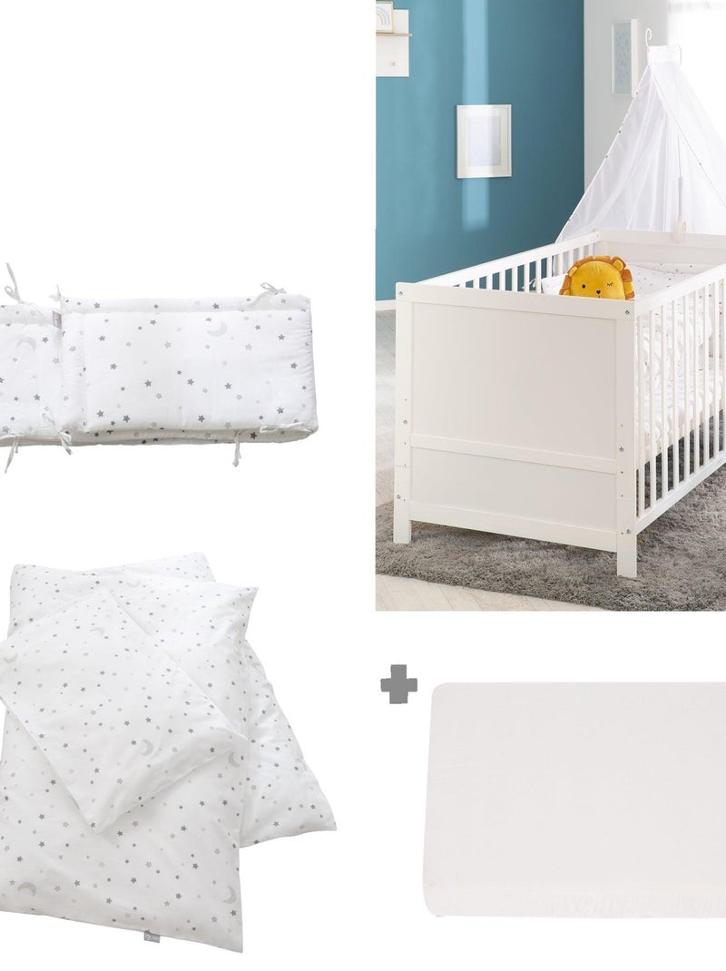 Meegroeibabybed 70 x 140 met complete beddengoedset 'sternenzauber' roba Wit - Kiabi