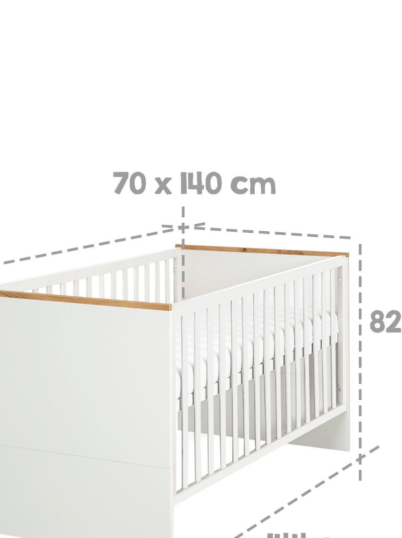 Meegroeibabybed 70 x 140, ombouwbaar tot juniorbed 'finn' roba Wit Wit - Kiabi