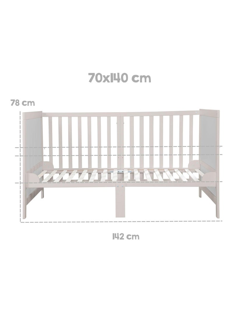 Meegroeibabybed 70 x 140, ombouwbaar tot kinderbed 'easy sleep' roba Lichtgrijs - Kiabi