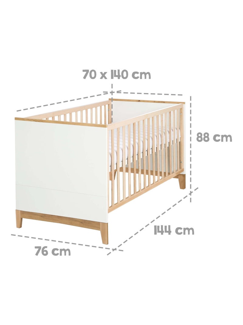 Meegroeibabybed 70 x 140, ombouwbaar tot kinderbed 'finn' roba Wit Bruin - Kiabi