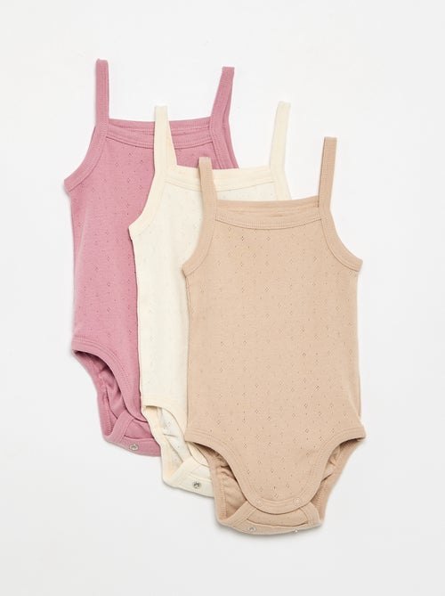 Meegroeibodies met schouderbandjes - set van 3 - Kiabi Meegroeibodies met schouderbandjes - set van 3 - Kiabi