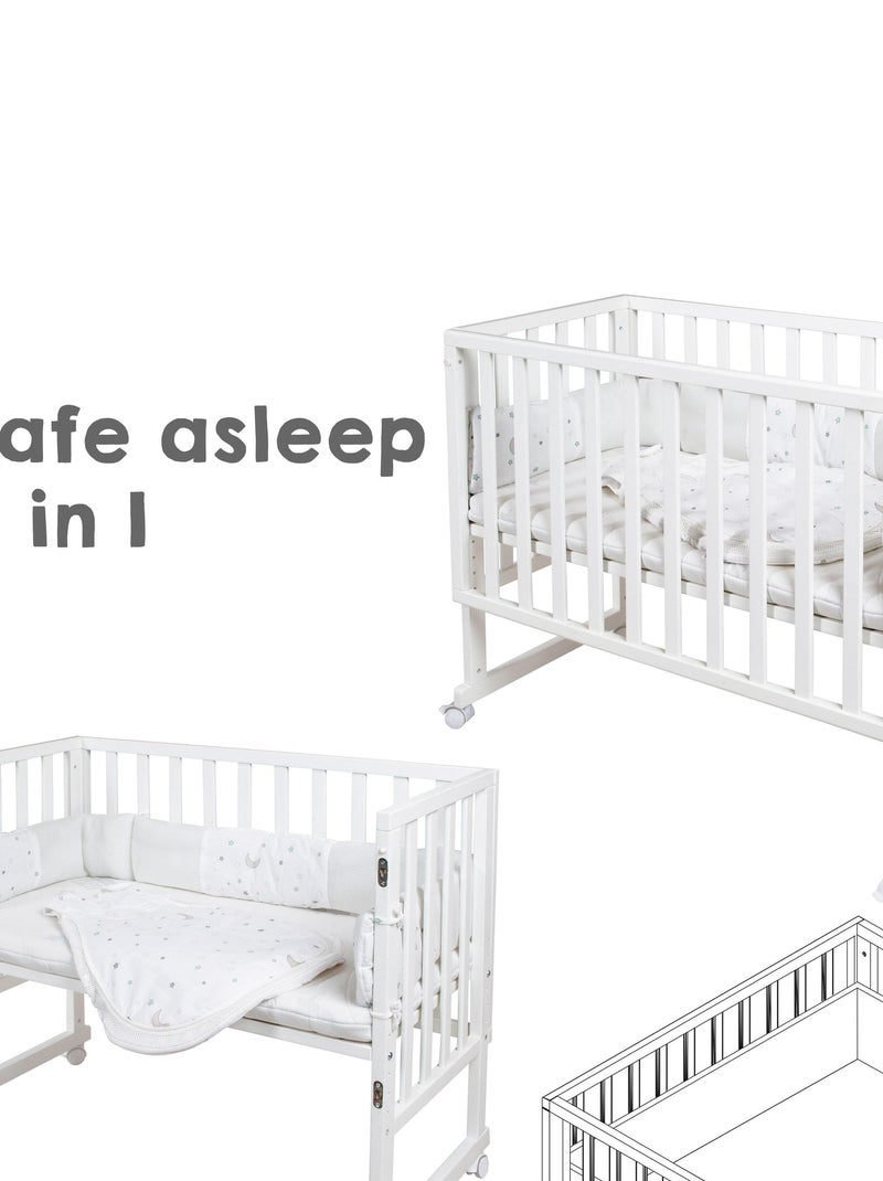 Meegroeiend bijzetbed 3-in-1 + beddengoedset - ROBA 'safe asleep®' Wit - Kiabi