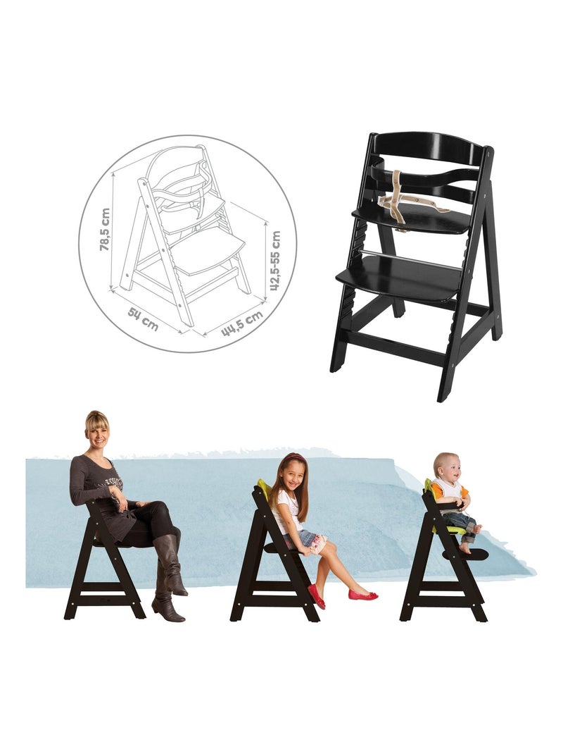 Meegroeiende houten kinderstoel vanaf 6 maanden tot 70 kg - roba 'sit up iii' Zwart - Kiabi