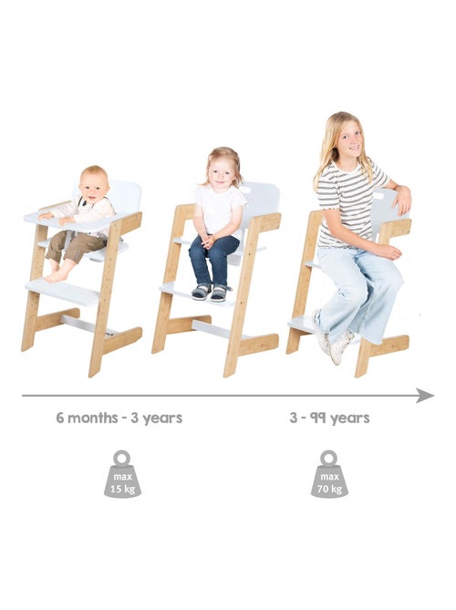 Meegroeiende kinderstoel van FSC®-bamboe met eetblad 'Roba Nature Up' - Kiabi Meegroeiende kinderstoel van FSC®-bamboe met eetblad 'Roba Nature Up' - Kiabi