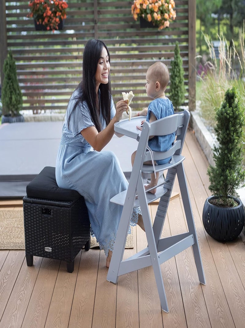 Meegroeiende kinderstoel woody – houten design met 11 verstelbare standen Grijs - Kiabi