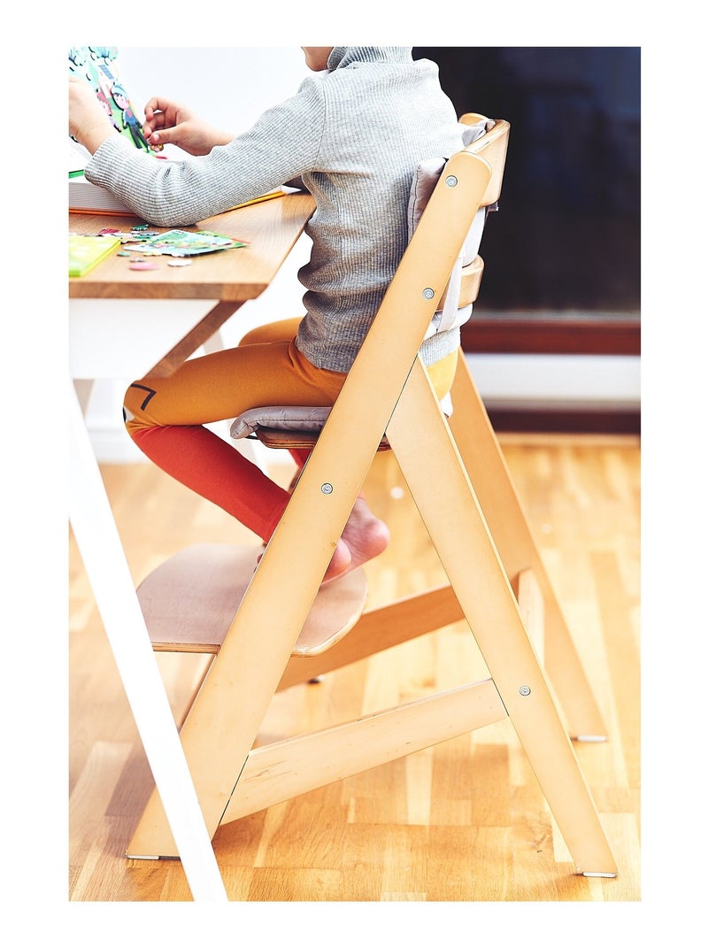 Meegroeiende woody kinderstoel vanaf 6 maanden met verstelbare zitting en afneembaar blad Lichtbeige - Kiabi