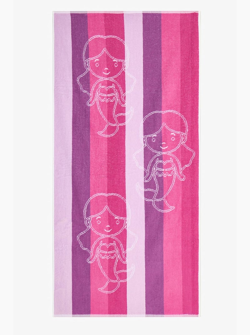 Meisjes strandhanddoek mermaid penti Paars/Roze - Kiabi