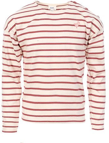 Meisjes t-shirt lange mouwen wit/roze - 'elle est ou la mer tuner'