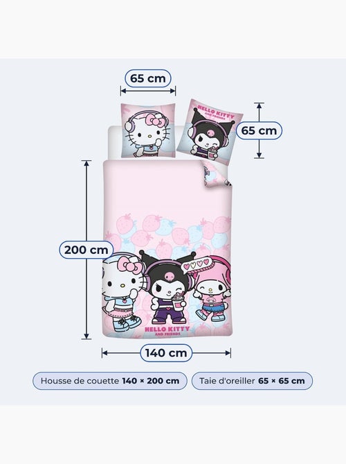 Meisjesbeddengoed hello kitty & friends 140x200 cm + sloop 65x65 cm katoenmix omkeerbaar - Kiabi Meisjesbeddengoed hello kitty & friends 140x200 cm + sloop 65x65 cm katoenmix omkeerbaar - Kiabi