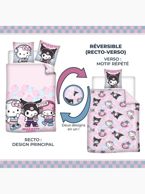 Meisjesbeddengoed hello kitty & friends 140x200 cm + sloop 65x65 cm katoenmix omkeerbaar - Kiabi Meisjesbeddengoed hello kitty & friends 140x200 cm + sloop 65x65 cm katoenmix omkeerbaar - Kiabi