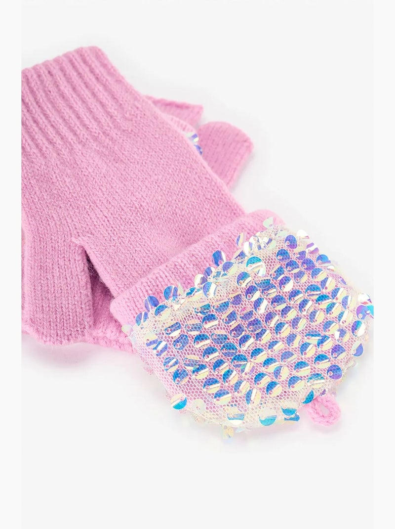 Meisjeshandschoenen met pailletten penti Roze - Kiabi