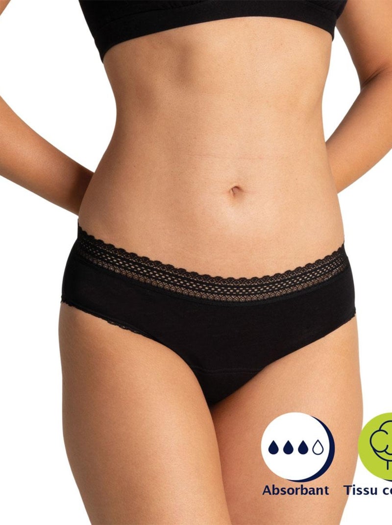 Menstruatieslip dames athena Zwart - Kiabi
