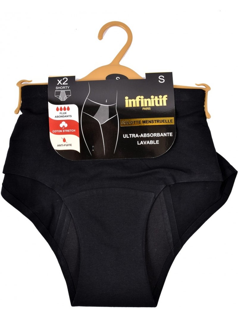 Menstruatieslip INFINITIF - Set van 2 Zwart - Kiabi
