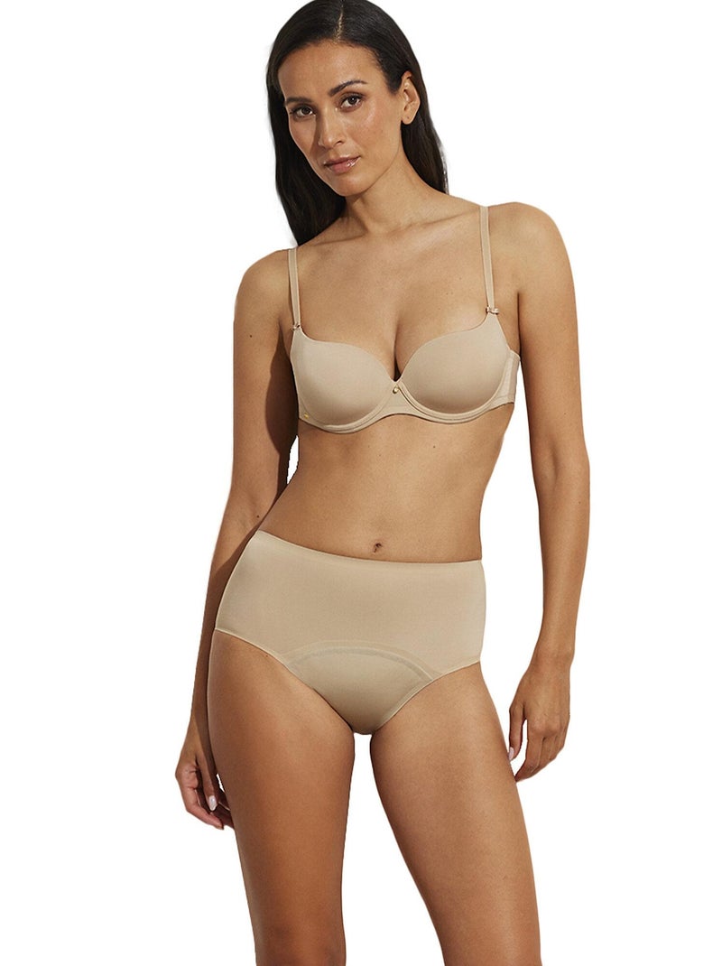 Menstruatieslip met hoge taille basica Beige - Kiabi