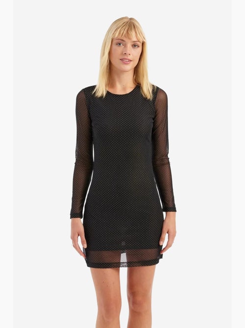 Mesh ronde hals met stenen versieringen en lange mouwen mini-jurk hiccup - Kiabi Mesh ronde hals met stenen versieringen en lange mouwen mini-jurk hiccup - Kiabi