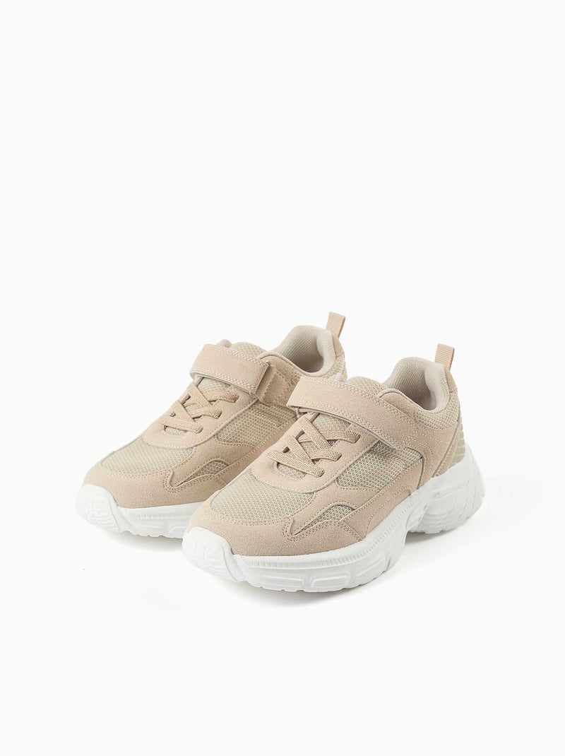 Mesh trainers met chunky antislip zool Beige - Kiabi