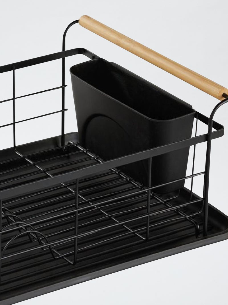 Metalen afdruiprek met houten handgrepen zwart - Kiabi