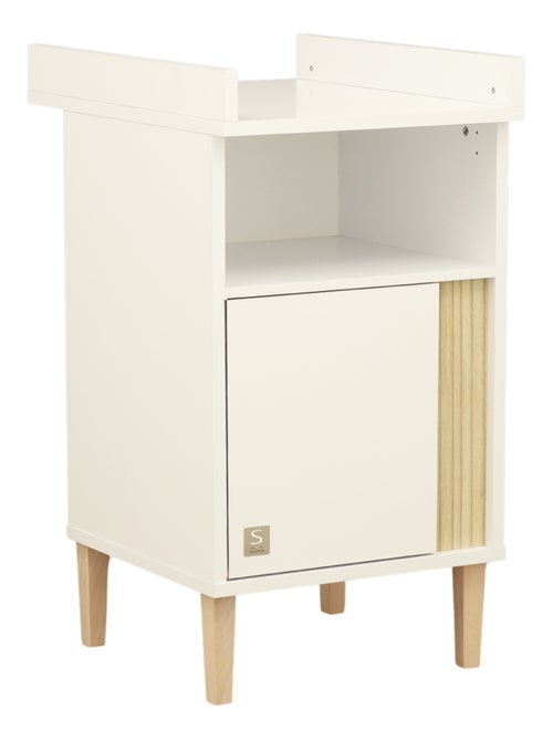 Meuble à langer avec détail imitation bois texturé et pieds bois - sauthon - Kiabi