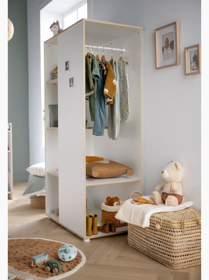 Meuble de rangement avec étagères et penderie en bois et chant bois - babyprice Blanc - Kiabi