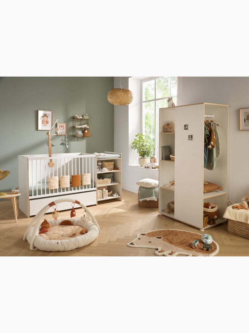 Meuble de rangement avec étagères et penderie en bois et chant bois - babyprice Blanc - Kiabi