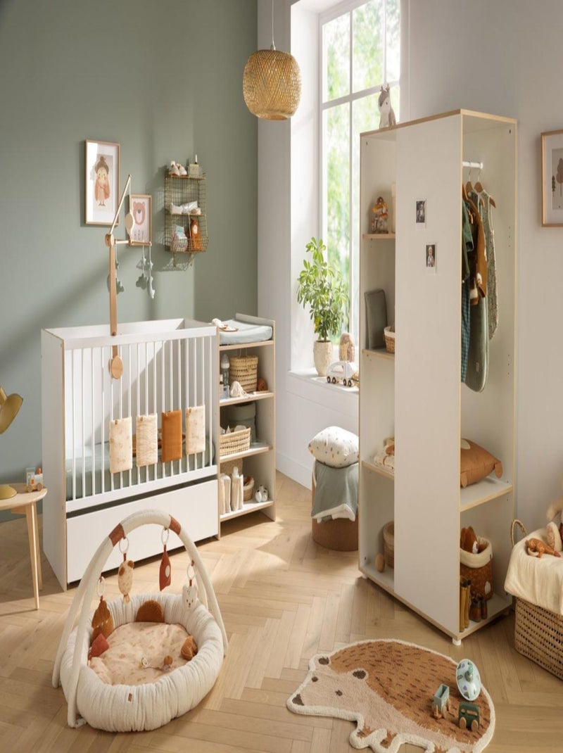 Meuble de rangement avec étagères et penderie en bois et chant bois - babyprice Blanc - Kiabi