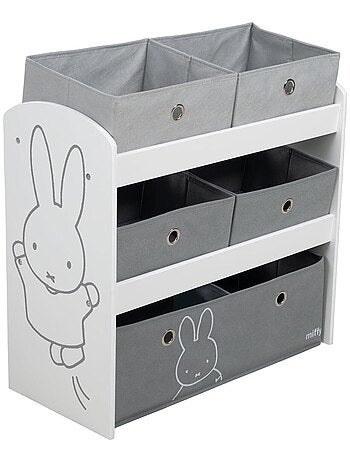 Meuble de rangement jouet en bois + 5 bacs en toile 'Miffy' ROBA