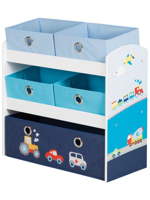 Meuble de rangement jouet en bois + 5 bacs en toile 'Rennfahrer' ROBA - Kiabi