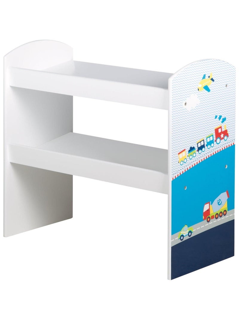 Meuble de rangement jouet en bois + 5 bacs en toile 'Rennfahrer' ROBA Bleu Bleu ciel Blanc - Kiabi