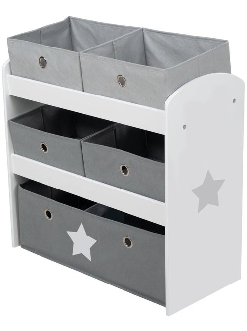 Meuble de rangement jouet en bois + 5 bacs en toile 'Stars' ROBA - Kiabi