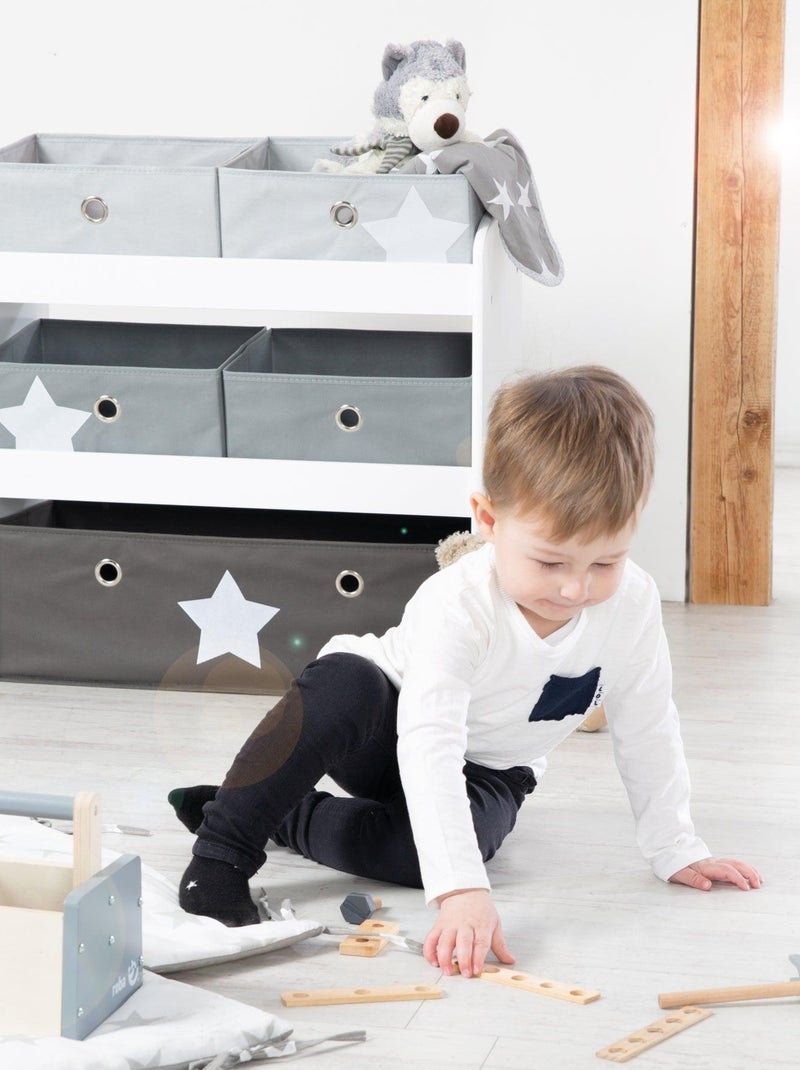 Meuble de rangement jouet en bois + 5 bacs en toile 'Stars' ROBA Gris Blanc - Kiabi