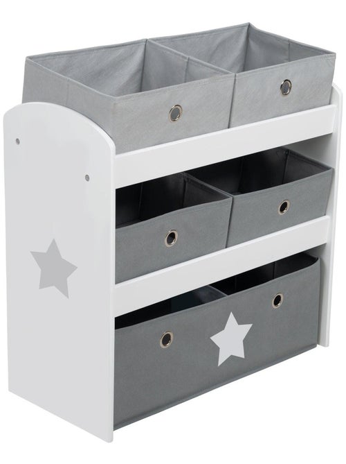 Meuble de rangement jouet en bois + 5 bacs en toile 'Stars' ROBA - Kiabi