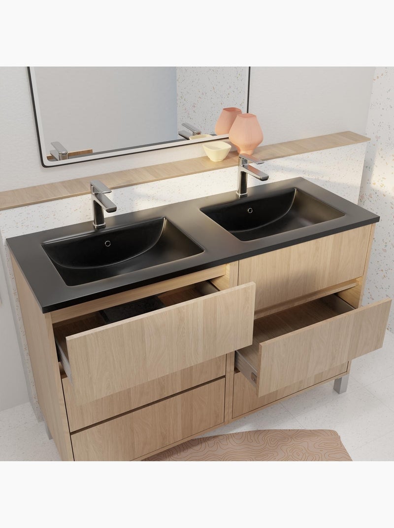 Meuble de salle de bains double vasque avec 6 tiroirs Noir - Kiabi