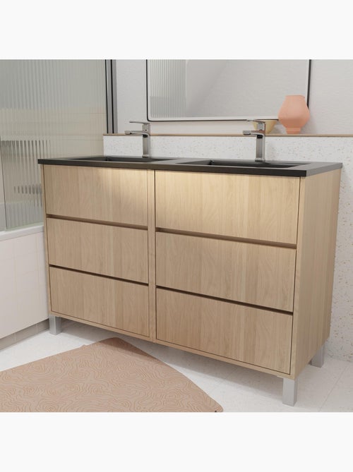 Meuble de salle de bains double vasque avec 6 tiroirs - Kiabi Meuble de salle de bains double vasque avec 6 tiroirs - Kiabi
