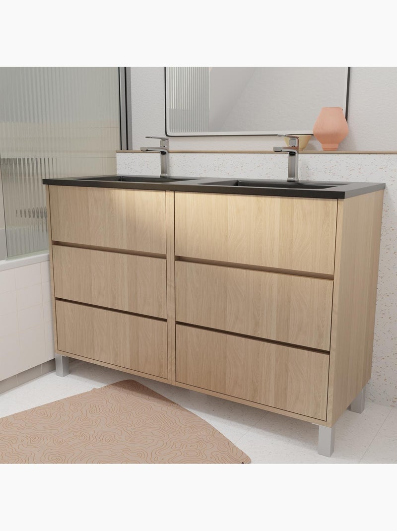 Meuble de salle de bains double vasque avec 6 tiroirs Noir - Kiabi
