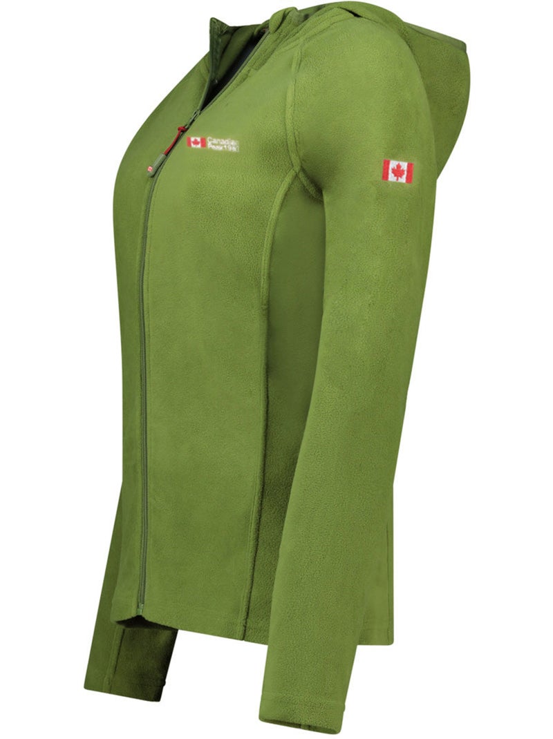 Microfleecevest met capuchon tugoodeak – canadian peak Licht kakigroen - Kiabi