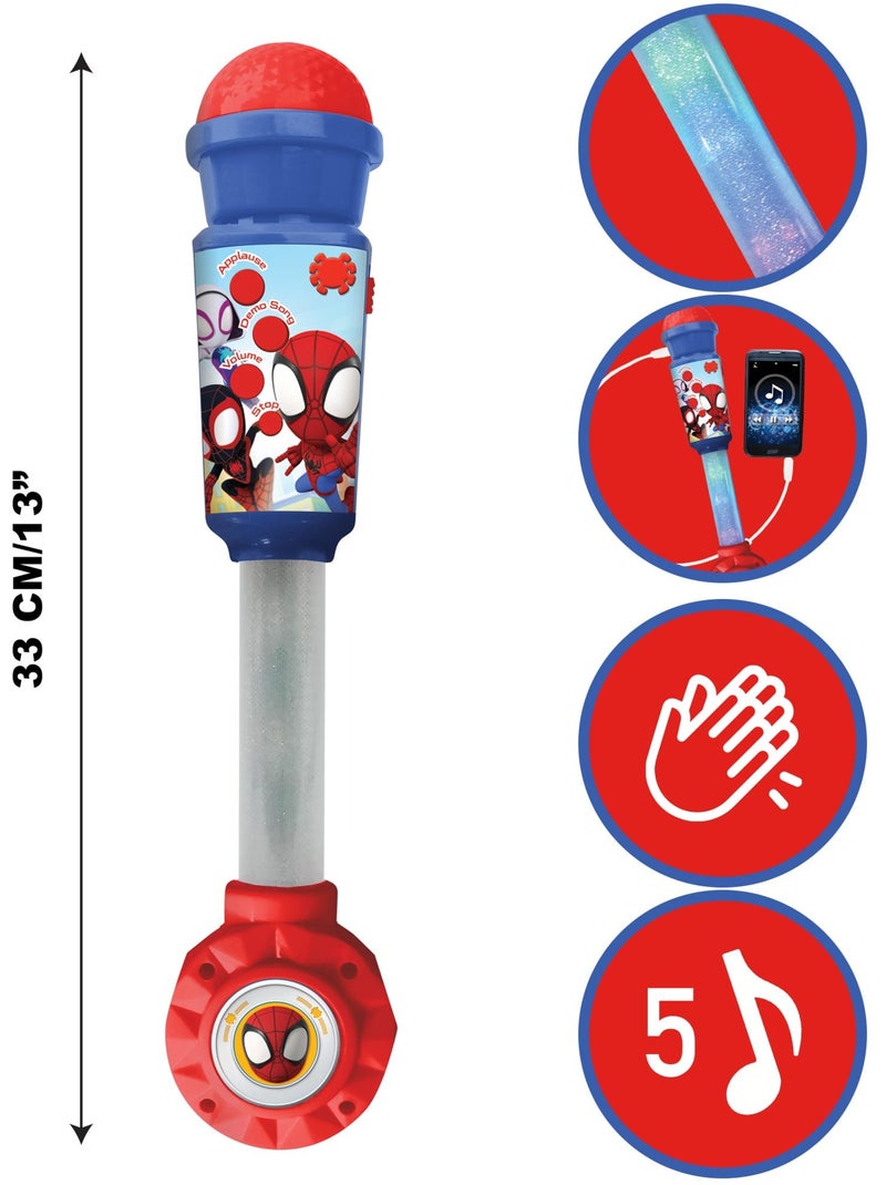 Microphone spiderman avec tube lumineux et enceinte Bleu - Kiabi