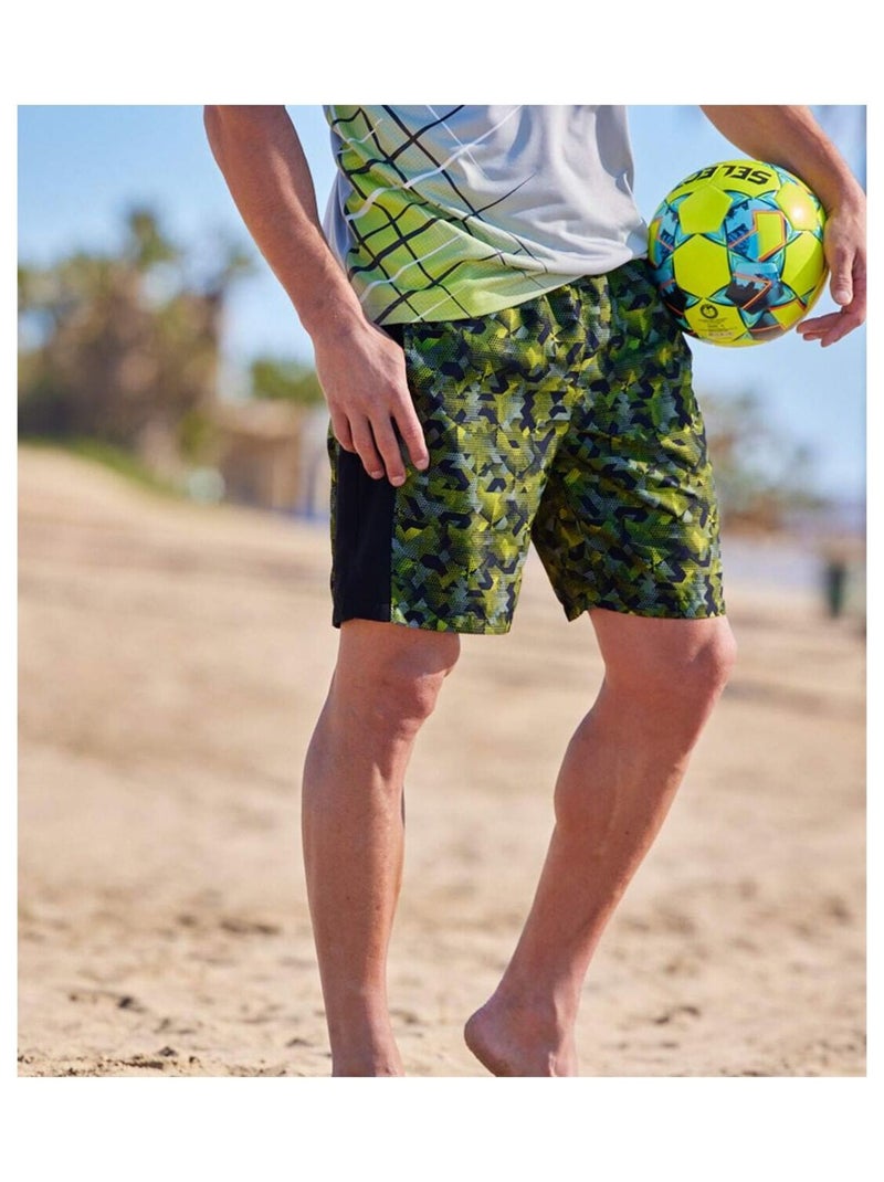 Microvezel short met print - ATLAS FOR MEN Zwart Groen - Kiabi