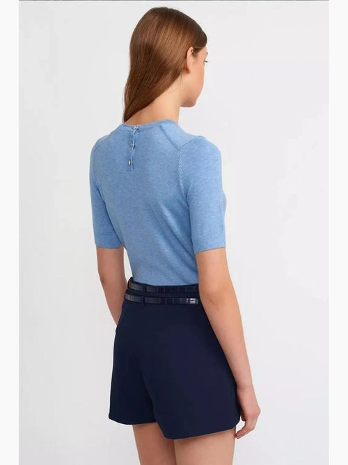 Mid-rise geplooide mini-korte rok met riem hiccup - Kiabi
