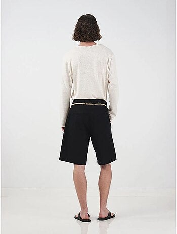 Mid waist relaxed fit poplin shorts met riem giesto