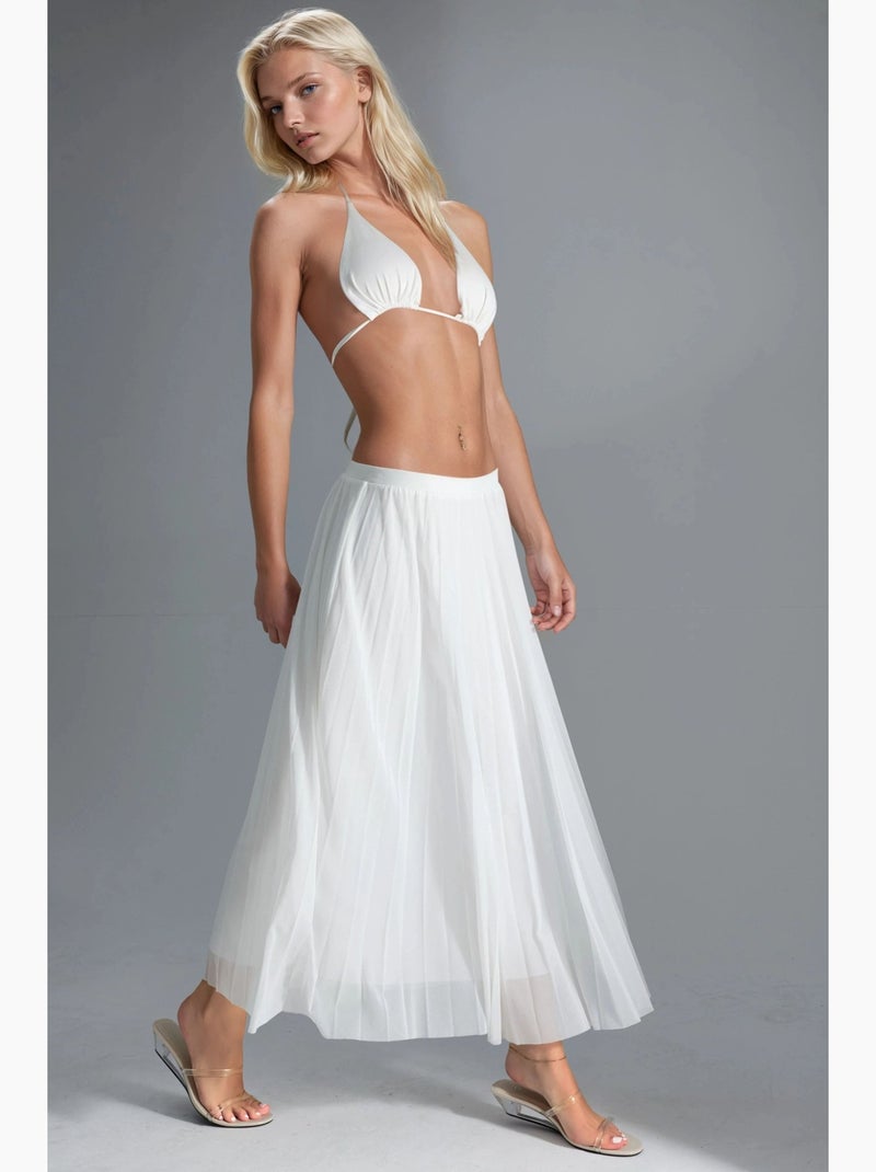 Mid-waist tule maxi-rok busem Wit - Kiabi