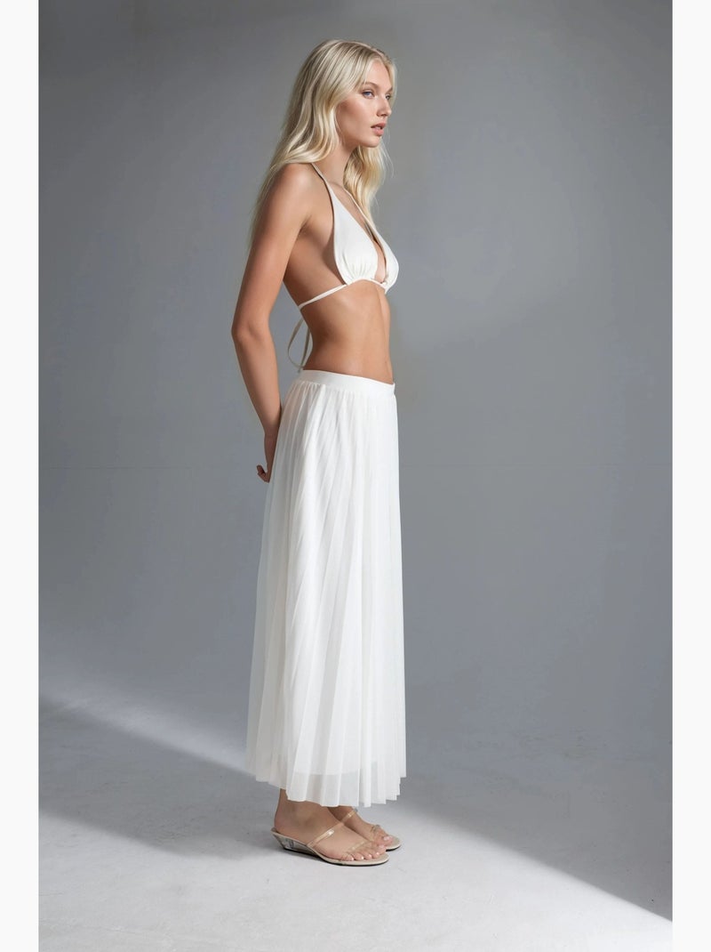 Mid-waist tule maxi-rok busem Wit - Kiabi