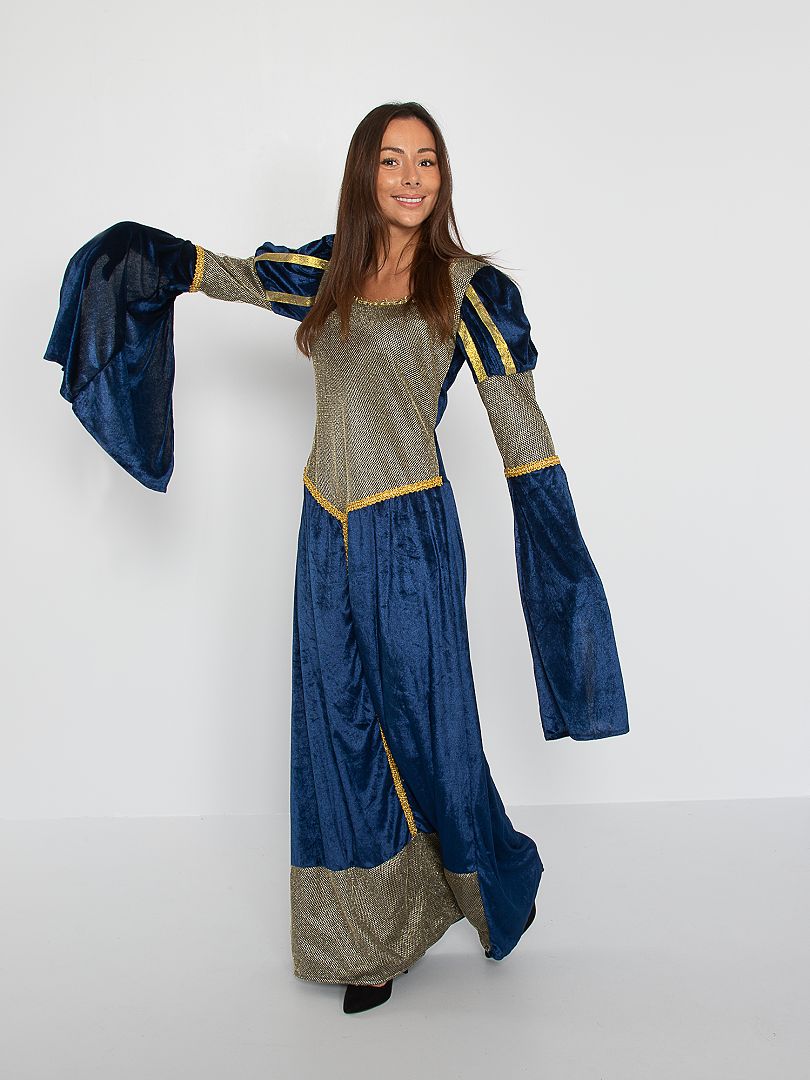 Middeleeuwse koningin verkleedkleding BLAUW - Kiabi