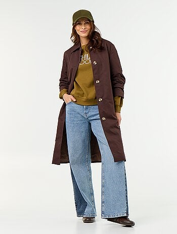 Middellange trenchcoat met binnenvoering